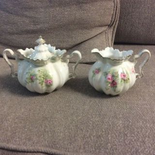 Pretty Antique Rs Prussia Creamer And Sugar Bowl Set Made In Germany