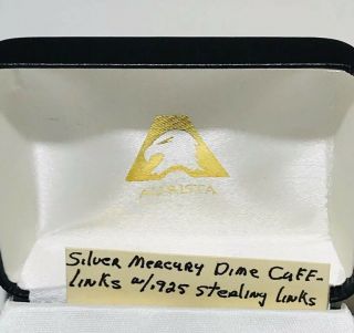 Aurista Sterling Silver Vtg Mercury Dime W/Gold Over Mercury Cuff Links Mark 925 3