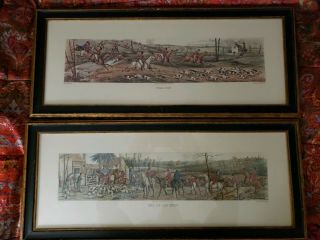 Vintage Full Cry & End Of The Hunt - H.  Aiken Lithograph Print/2 London,  England