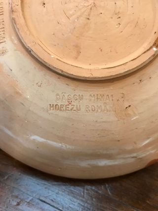 Antique HOREZU ROMANIA Clay ART Pottery HANGING Plate BOWL Glaze 2X7.  5” 7