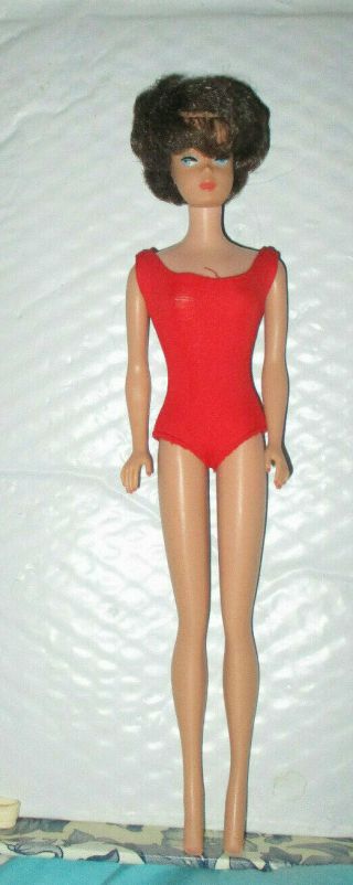 Vintage Mattel Barbie Midge Brunette Bubblecut 850 Doll Red Jersey Swimsuit