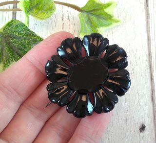 Antique Victorian Black Jet / French Jet Brooch - Mourning Jewellery