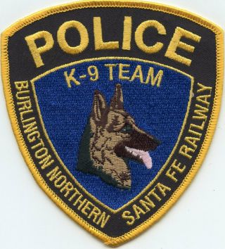 Burlington Northern Santa Fe Railway Railroad Train Mexico K - 9 Police Patch