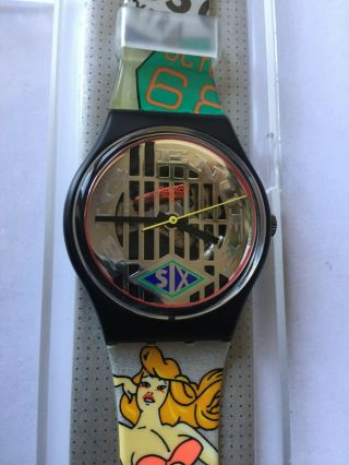 Wristwatch Swatch Gent Big Enuff (gb151) - Full - Pin Up - Girl - Silver/cartoon