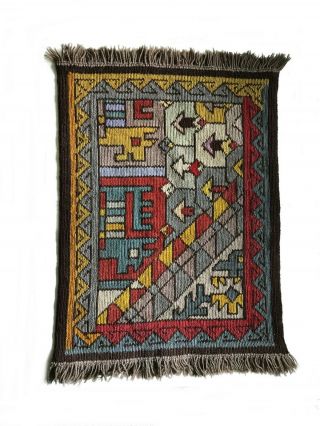 European Art Deco Wool Woven Table Cloth Runner Antique Dutch 1920s 30s Textile