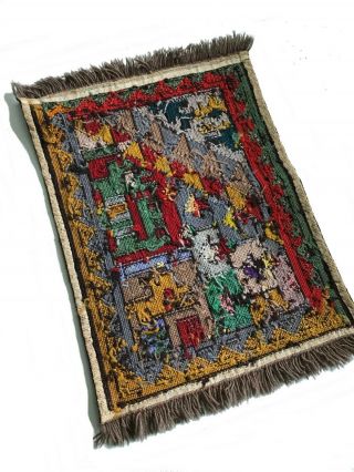 European Art Deco wool woven table cloth runner Antique dutch 1920s 30s textile 8