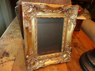 Vtg.  Lovely Ornate Antiqued Gold Wood Easel Back Picture Frame 5 " X7