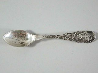 Sterling Silver Souvenir Spoon Lily Of The Valley Cherub Cross Easter