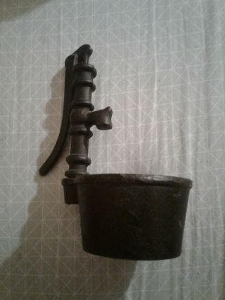 Vintage 6 " Cast Iron Miniature Well Water Pump & Bucket Planter Kitchen Decor