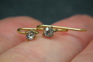 Lovely Tiny Antique Victorian Gilt Metal & Sparkly Paste Earrings