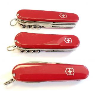 Victorinox Huntsman,  S14,  & Tinker Swiss Army Pocket Knife Red Scales