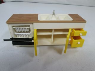 Vintage Tomy Doll House Kitchen Sink With Dishwasher Complete