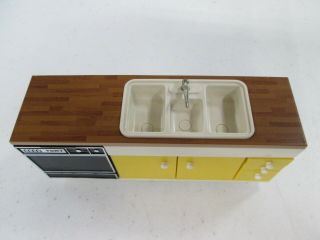Vintage TOMY Doll House Kitchen Sink with Dishwasher Complete 5
