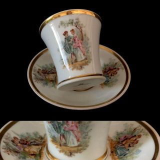 Rare Antique Meissen Porcelain Cup And Saucer Watteau