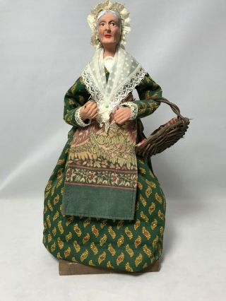 Vintage Gasquet French Clay Santon Provence Folk Art Doll - Woman Sea Shell Vendor