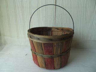 Vintage Wood Apple / Fruit Gathering Basket Primitive Rustic Farm Country