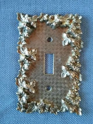 Vintage Ornate Floral Brass American Tack & Howe Co.  1967 Switch Plate Cover