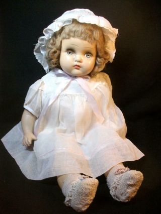 Vintage Composition/cloth Mama Doll Sleep Eyes Mohair Wig All 21 In.
