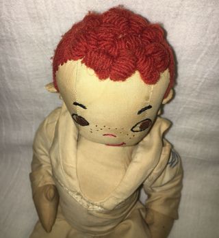 Vintage Jointed Handmade Cloth Sailor Doll Embroidered Face & Hair One Of A Kind 6