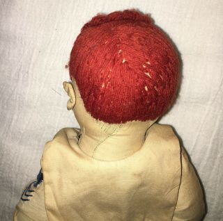Vintage Jointed Handmade Cloth Sailor Doll Embroidered Face & Hair One Of A Kind 7