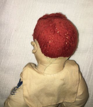 Vintage Jointed Handmade Cloth Sailor Doll Embroidered Face & Hair One Of A Kind 8