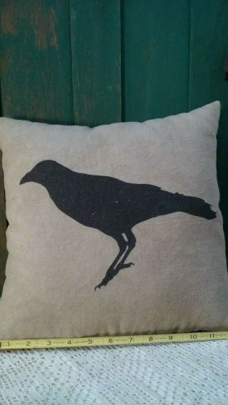 Primitive Vintage Pillow Homestead Black Crow Large Pillow 13 By 13