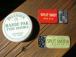 Vintage Pflueger Fish Hook And Sinker Tins
