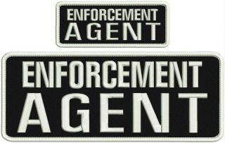 Enforcement Agent Embroidery Patches 4x10 And 2x5 Hook On Back