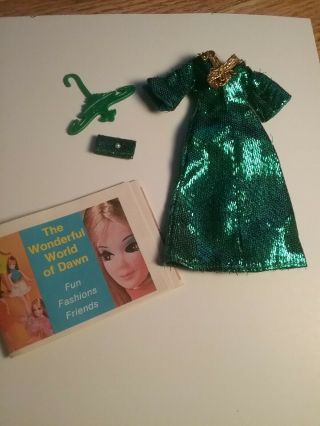 Vintage Topper Dawn Doll Green Slink Gown In