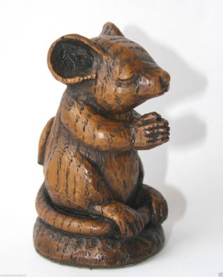 Church Mouse Praying Ornament Handmade Mice Carving Unique Gift Cathedral Prayer