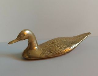 Vintage Brass Mallard Duck Large 15 " Long Life Size Bird Statue Decor