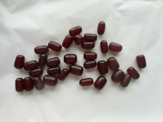 Antique Red Cherry Amber Bakelite Beads 33 Loose Beads Assorted Sz 1.  38 Ounces