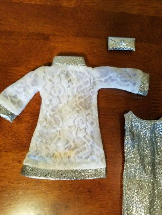 Vintage Barbie Japanese Exclusive Clone Silver White Lace Dress,  Shoes and Purs 4