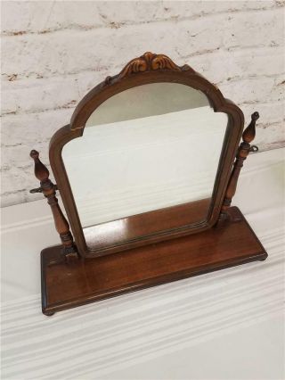 Antique Dresser Vanity Table Top Mirror Wood Tilting 21 " Portable