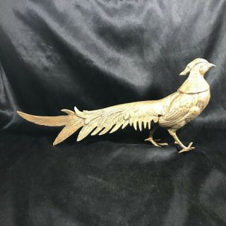 Large 12 - 1/2” Vintage Solid Brass Pheasant Figurine