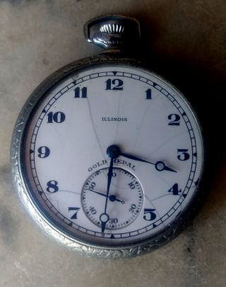 1917 Illinois Pocket Watch 19j,  Gr.  406 S 12s Made For Rothsteins.  For Repair