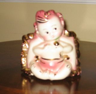 Antique Vintage Hull Usa 92 Pink And White Baby Pillow Art Pottery Planter Vase