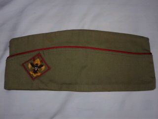 Vintage Boy Scout Garrison Hat Cap Bsa Eagle Patch Size Medium Unsigned