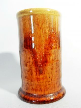 Lovely Antique Art Deco Australian Pottery Brown Small Vase Pot Toothpick Holder