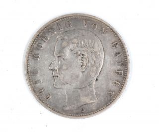 Antique 1904d German States Bavaria 5 Mark Coin 90 Silver Vf