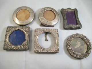 6 X Small Victorian / Edwardian Hallmarked Silver Photo Frames,  In Need Of Tlc