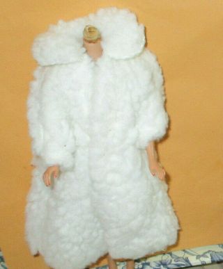 Vintage Barbie Clone Maddie Mod Shillman Wendy " White Fuzzy Coat "