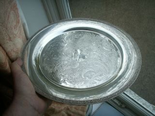 Old Vintage English Silver Plated Georgian Style Sheffield Round Serving Tray Ki