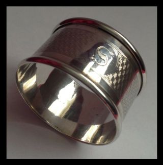 Antique Art Deco Hallmarked 1926 Solid Silver Napkin Ring Inscribed S.