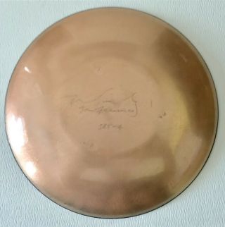 Vintage Artist Signed WIN NG Enamel Copper Plate Dish San Francisco MCM Modern 6