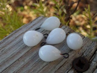 Vintage Bright Milky White Glass Teardrop Beads Embedded Wire Bail Earrings Diy