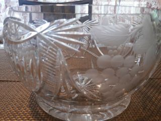 Vintage Crystal Punch Bowl With 6 Matching Cups