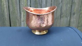 Vintage Hammered Copper & Brass Bowl / Planter " India "