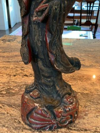 Large Chinese Carved Wood State of Kwan Yin 25 Inches Tall 3