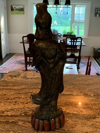 Large Chinese Carved Wood State of Kwan Yin 25 Inches Tall 6